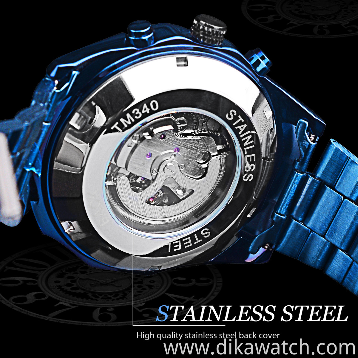 Forsining Blue Design Stainless Steel Men Mechanical Automatic Wrist Watches Top Brand Luxury Military Sport Male Clock